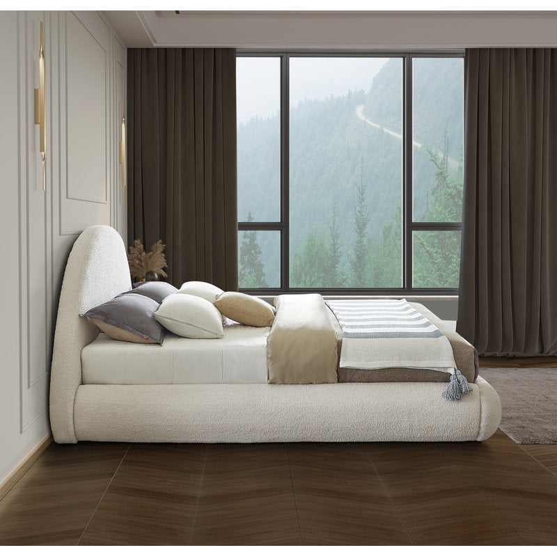 Kamella Upholstered Platform Bed – Off White