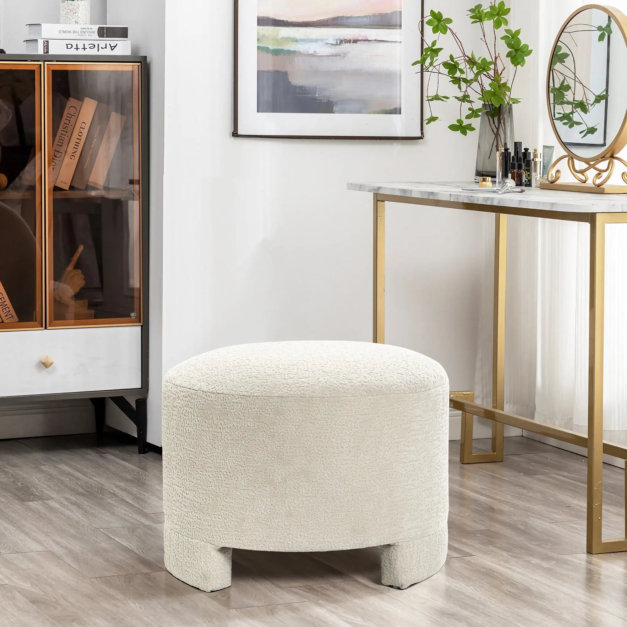 Rio upholstered cream ottoman