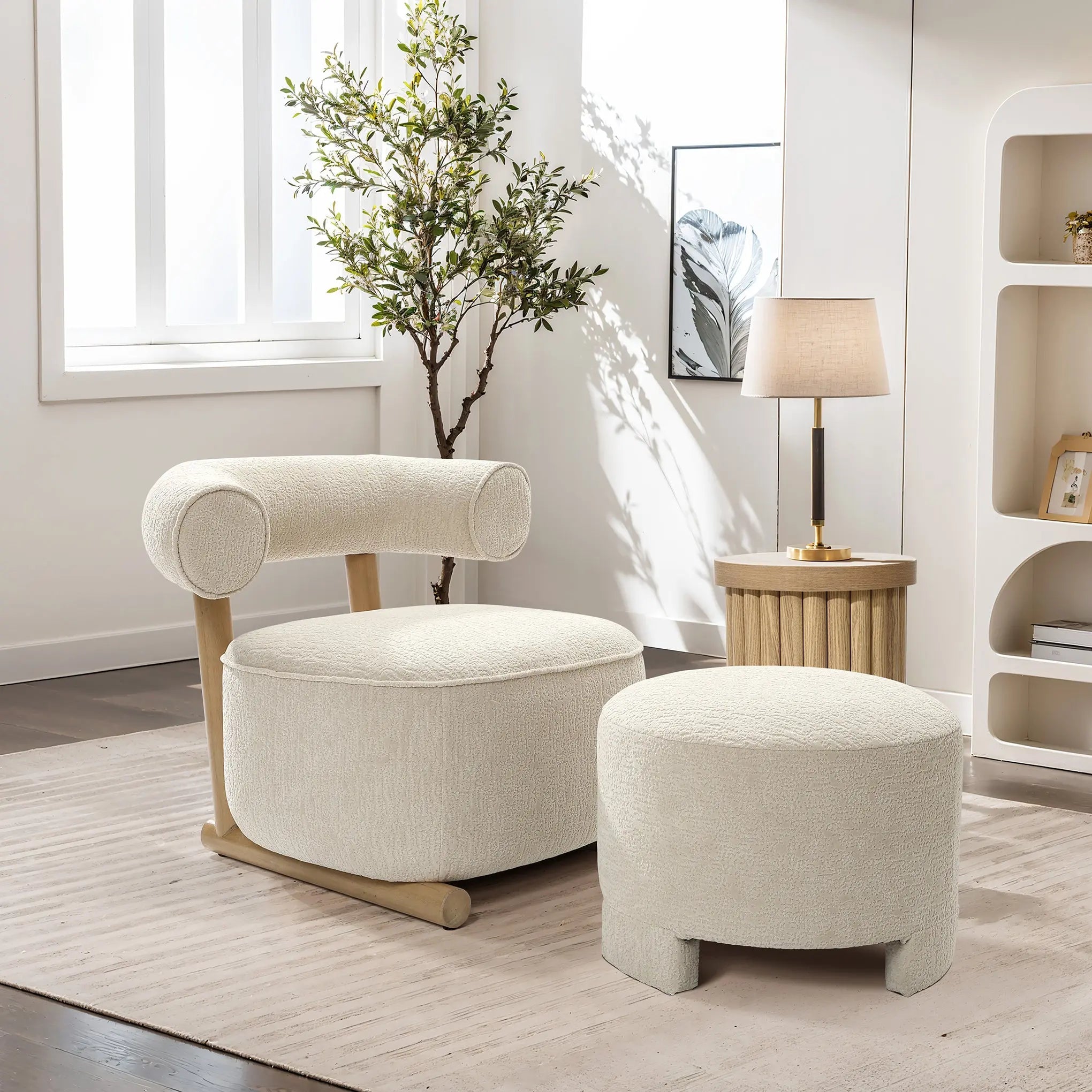 Rio upholstered cream ottoman