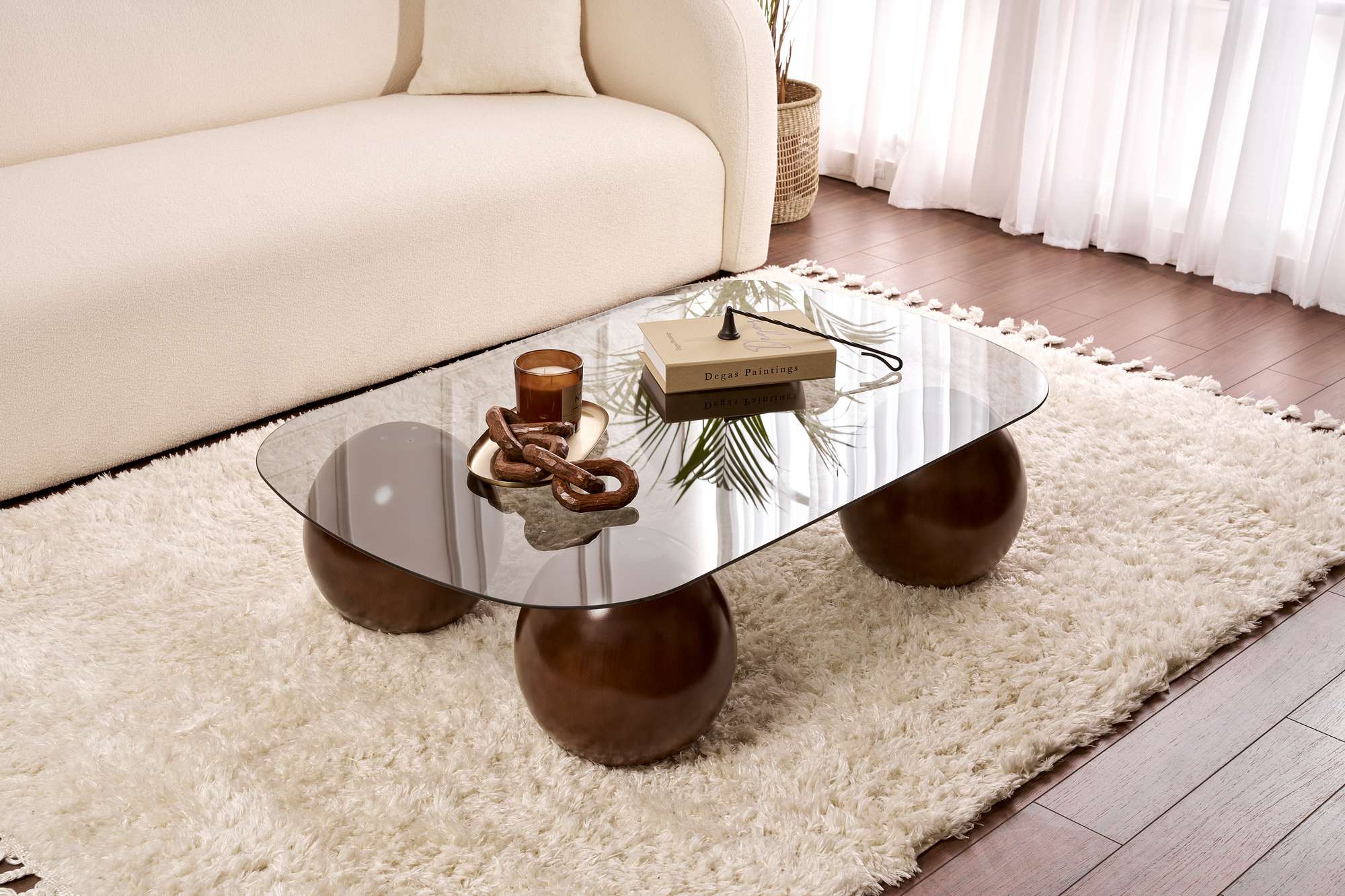 Ravento Coffee Table – Tempered Glass Top with Rounded Edges