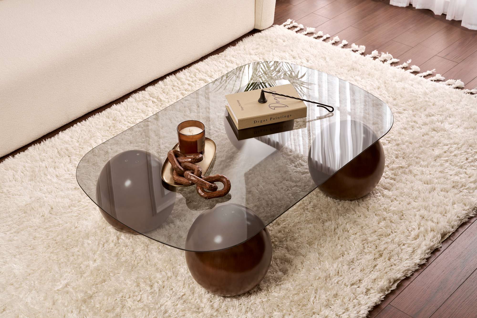 Ravento Coffee Table – Tempered Glass Top with Rounded Edges