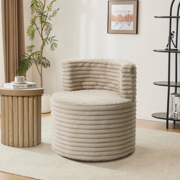 Brie camel swivel barrel accent chair