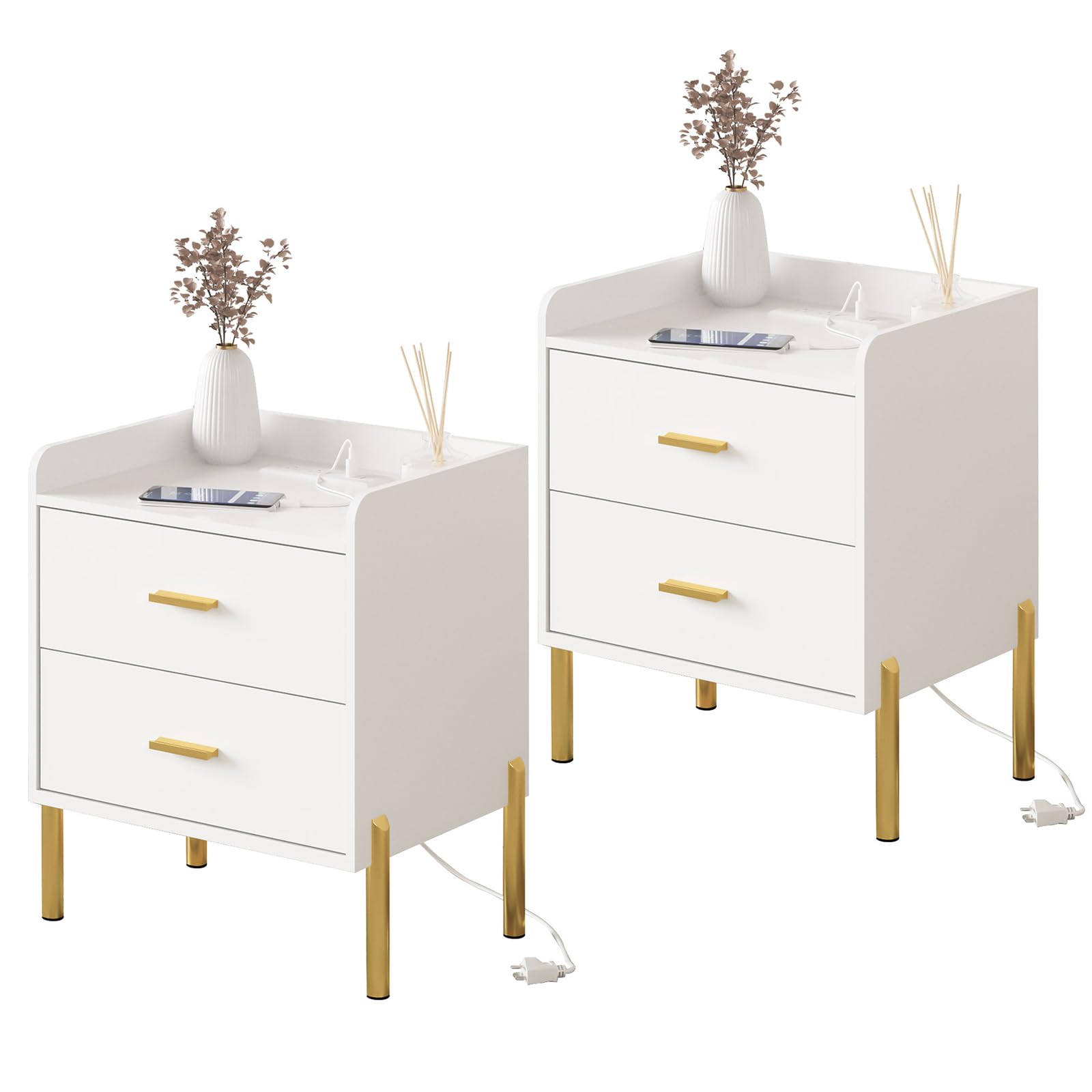 Modern End Table with Charging Station