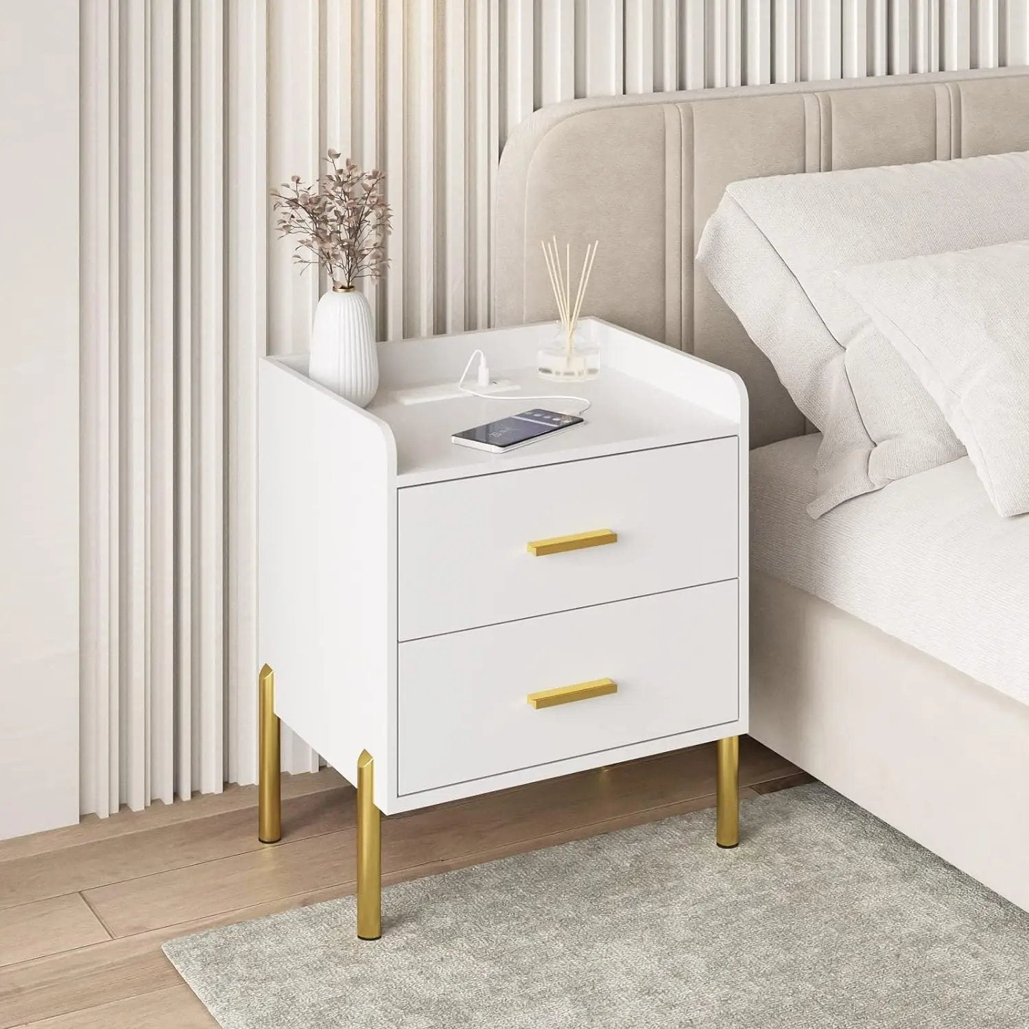 Modern End Table with Charging Station