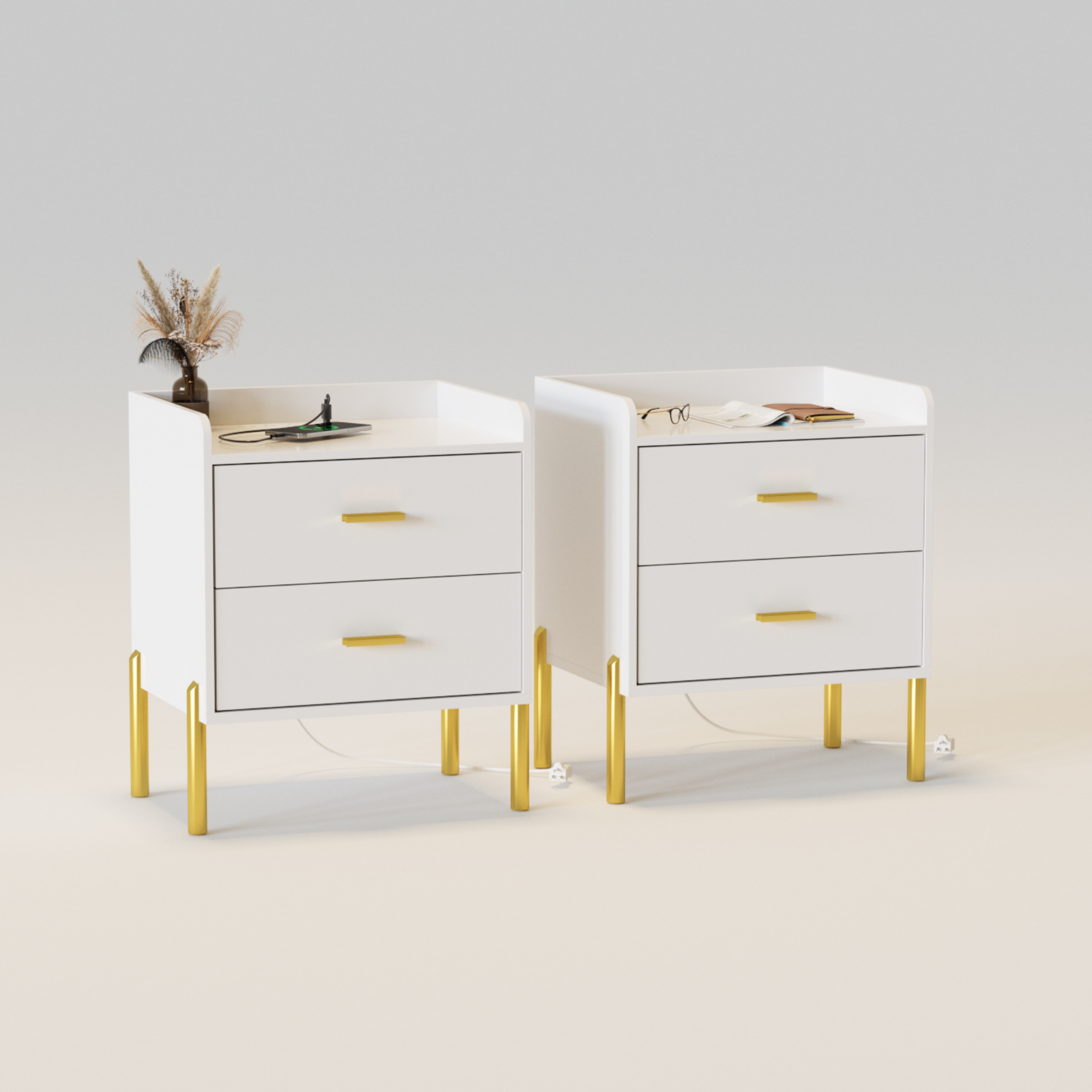 Modern End Table with Charging Station