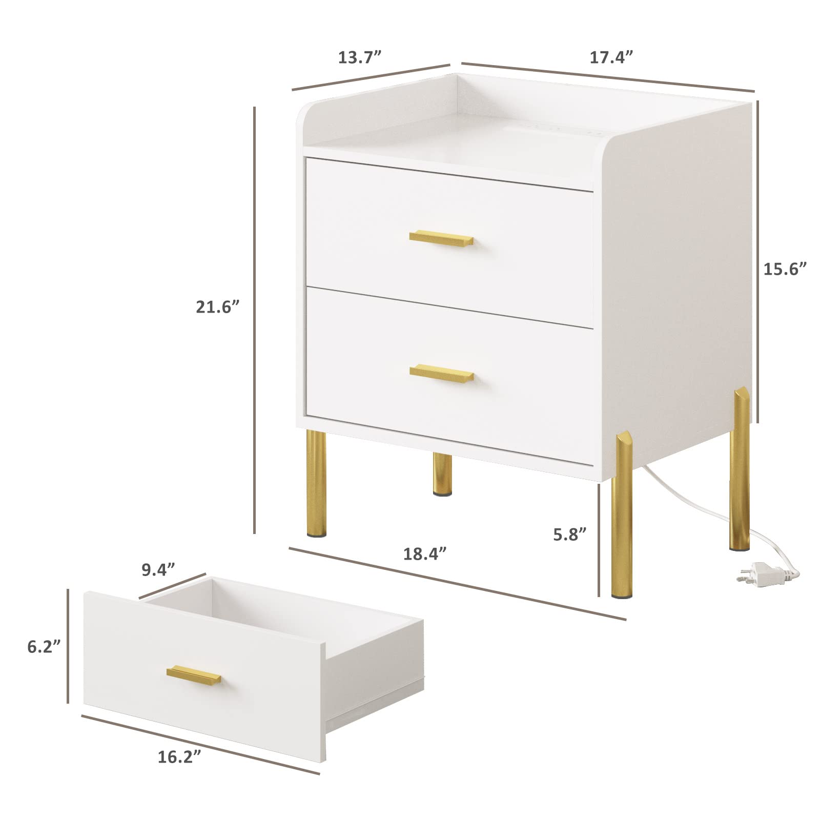 Modern End Table with Charging Station