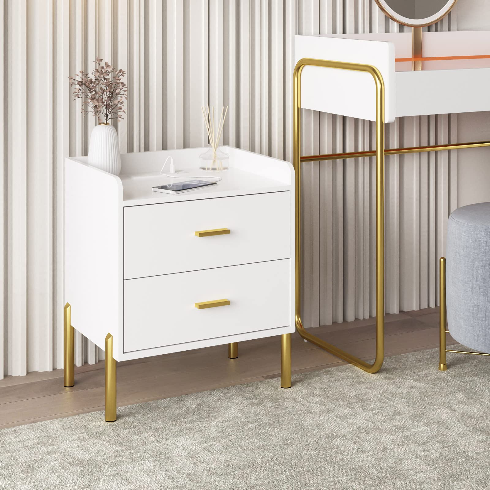 Modern End Table with Charging Station