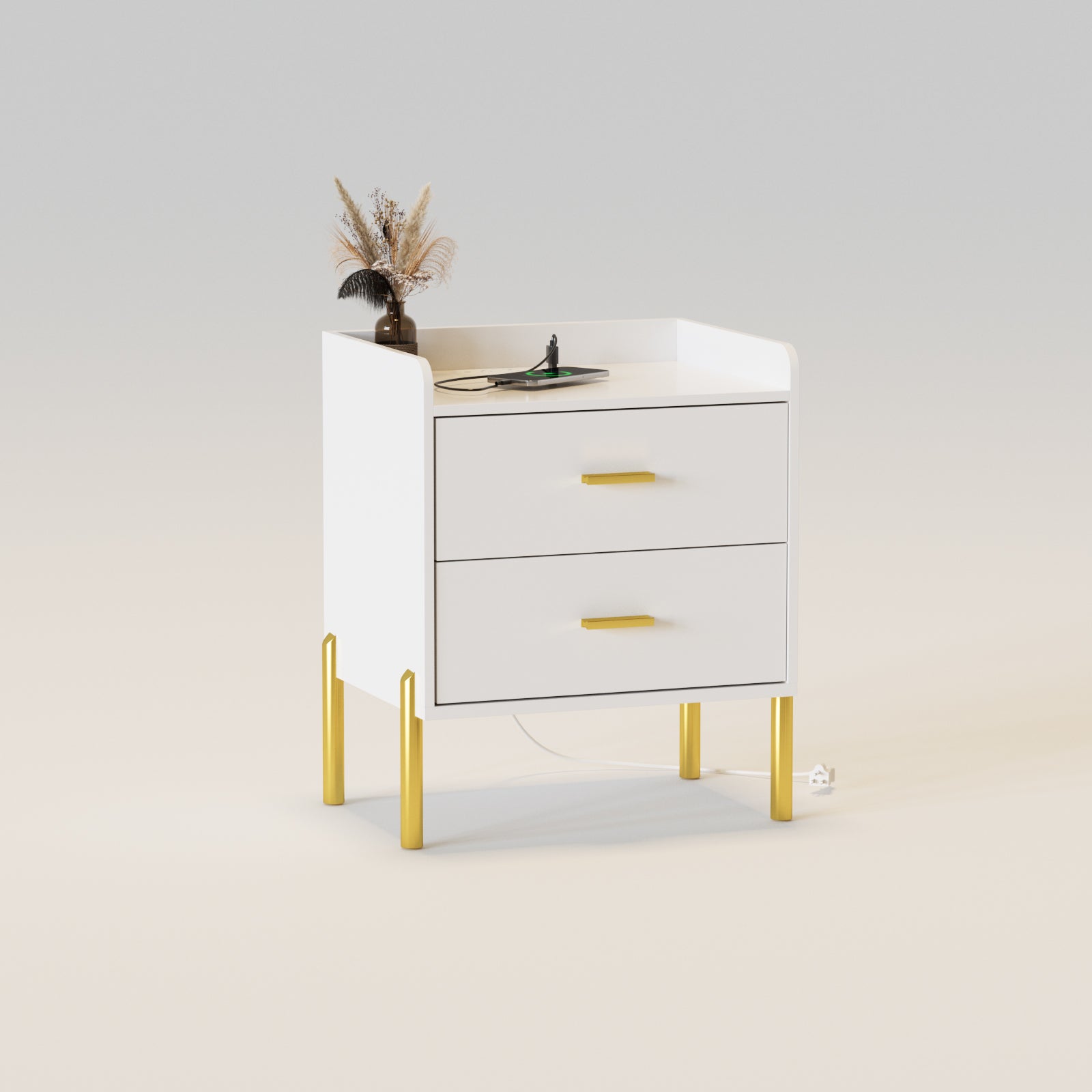 Modern End Table with Charging Station