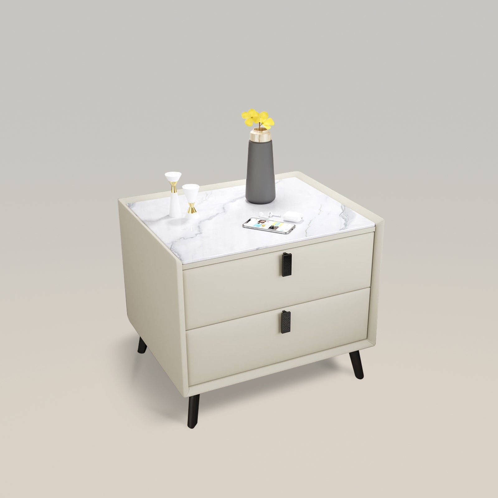 Slate Wood Bedside Table Modern Light Luxury Nightstand