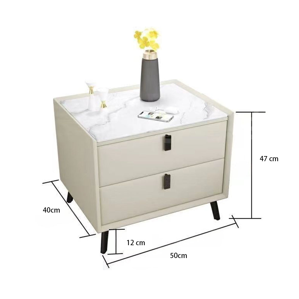 Slate Wood Bedside Table Modern Light Luxury Nightstand
