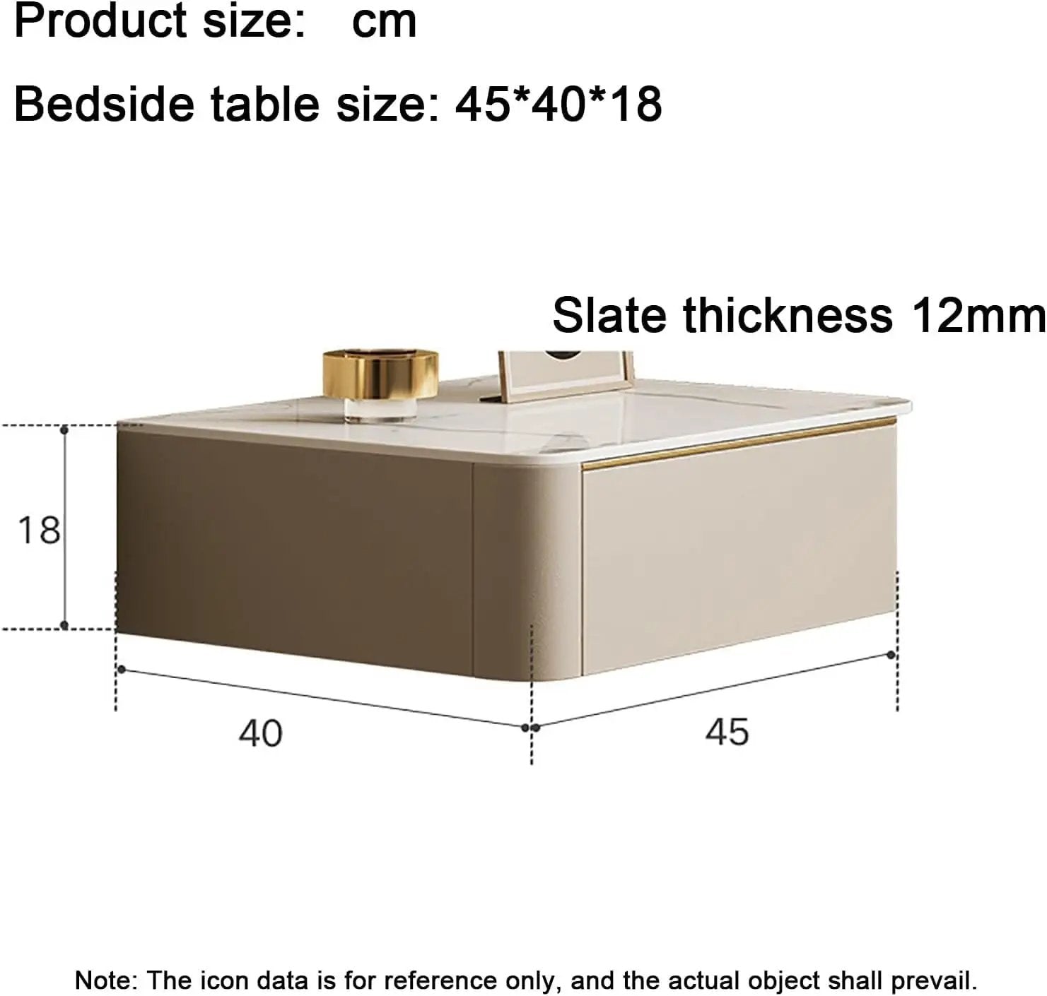 Italian Luxury Nightstand Modern Slate Bedside Table