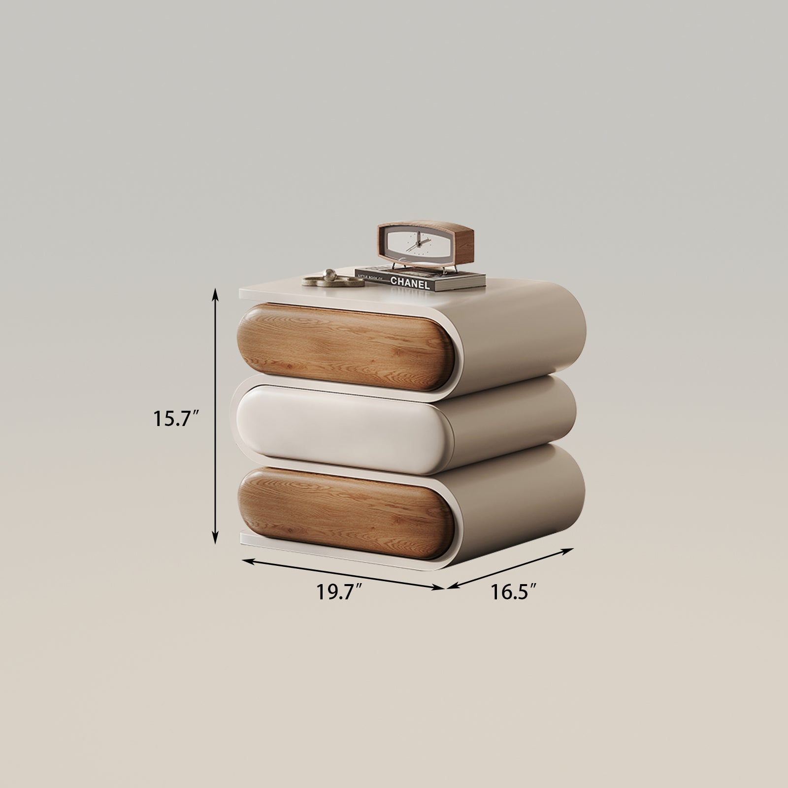 Modern Minimalist Nightstand with 3 Wooden Drawers