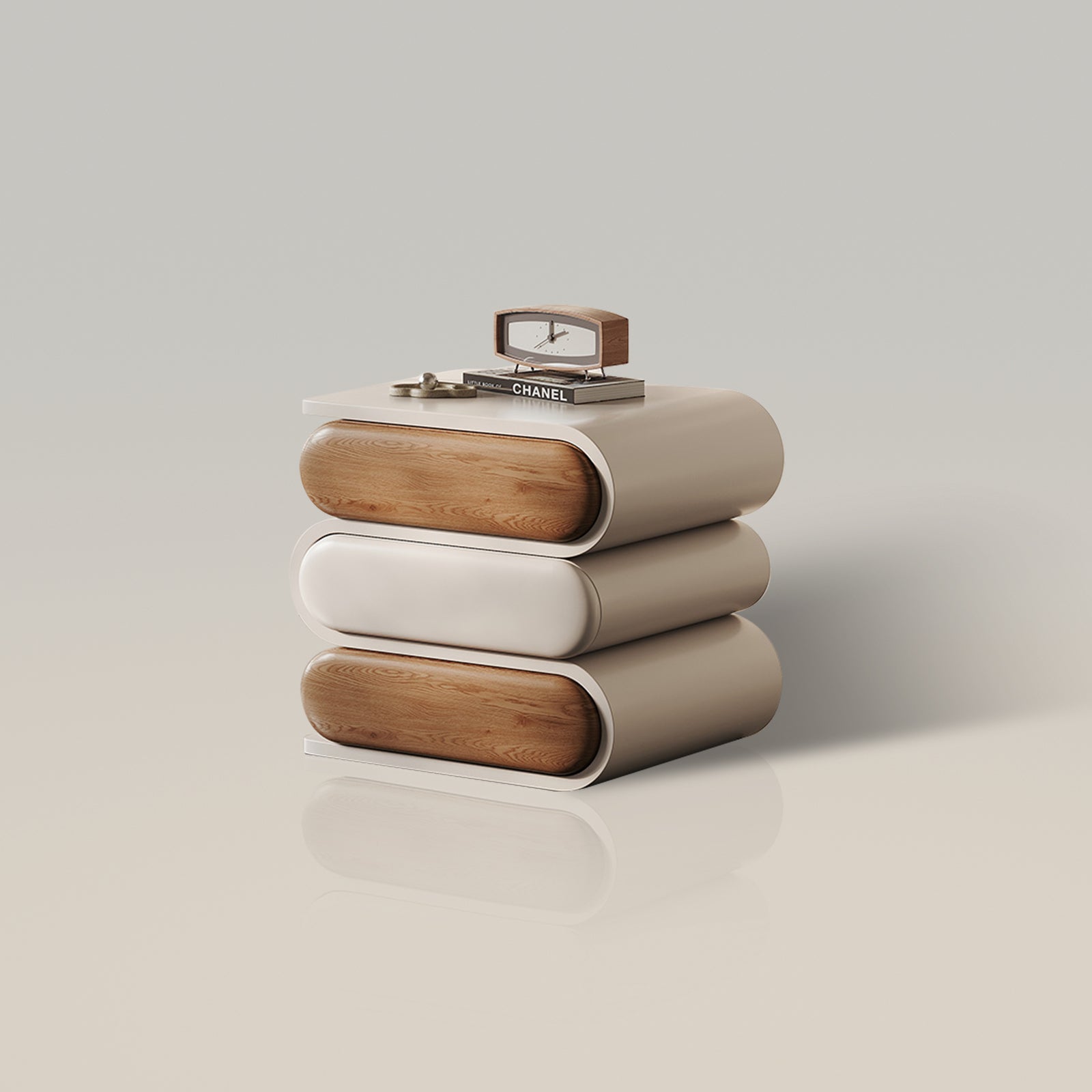 Modern Minimalist Nightstand with 3 Wooden Drawers