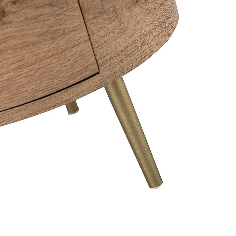 Round Boho End Table with 3 Drawers And Tripod Leg