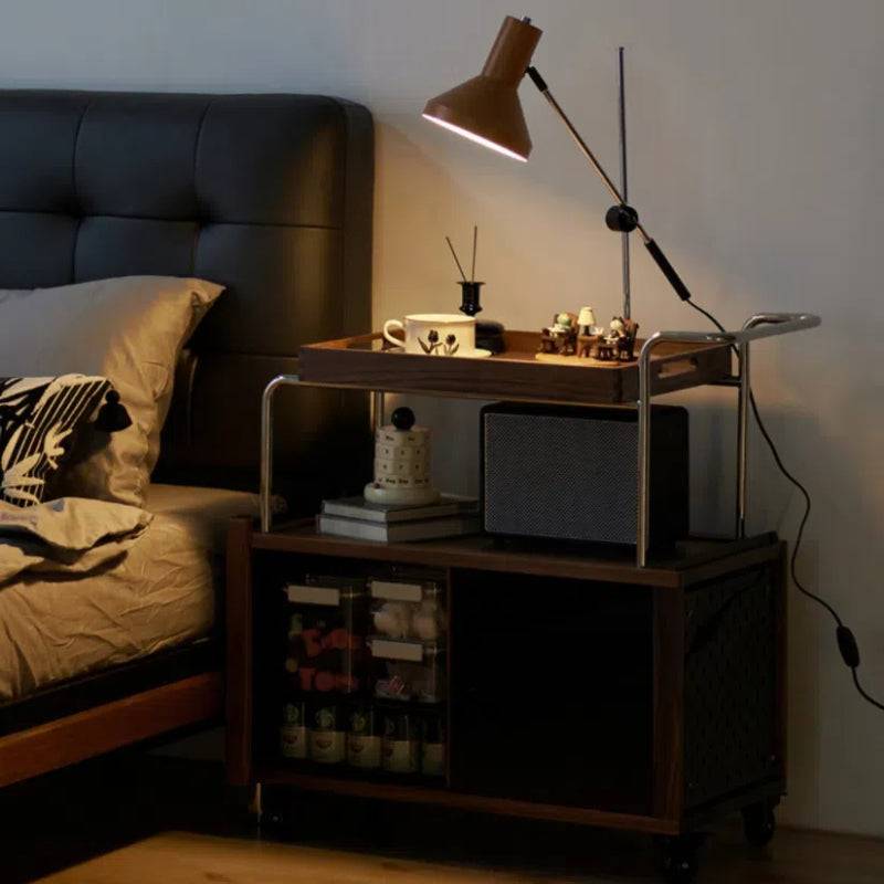 Rolling Side Table Modern Wheeled Beside Table