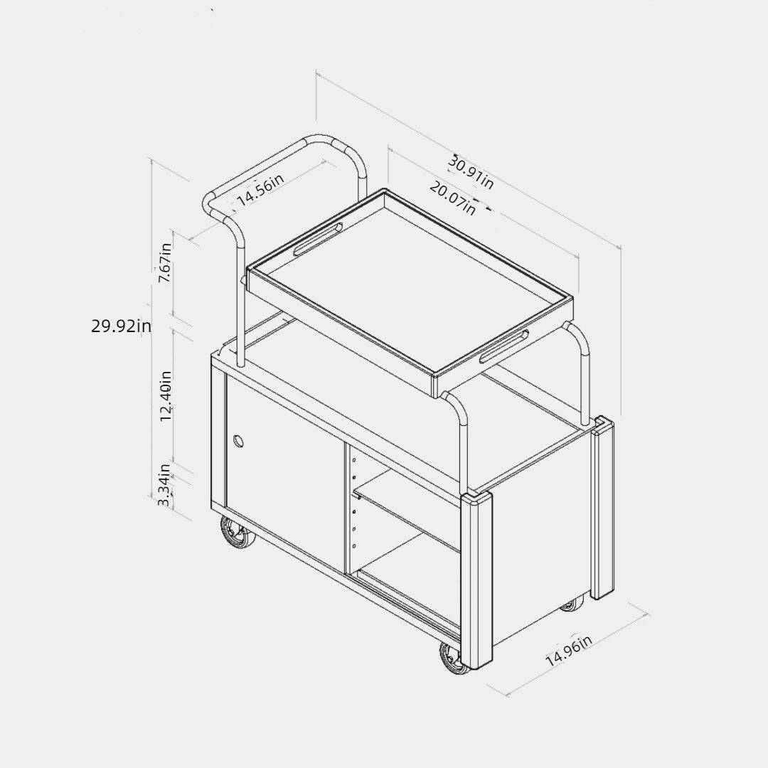Rolling Side Table Modern Wheeled Beside Table