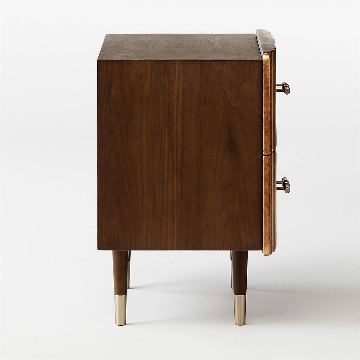 Concave Textured Nightstand with Brass Color Scheme