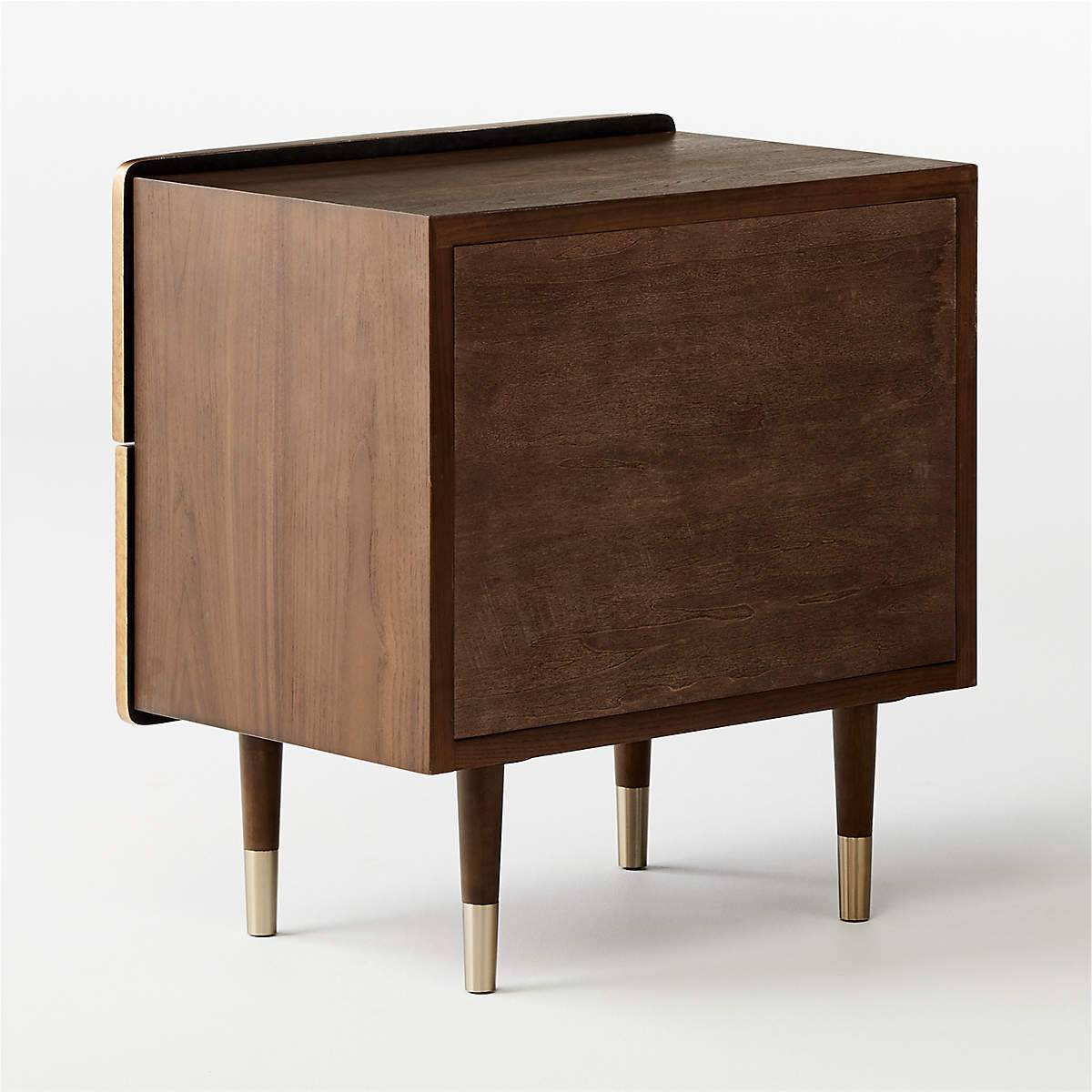 Concave Textured Nightstand with Brass Color Scheme