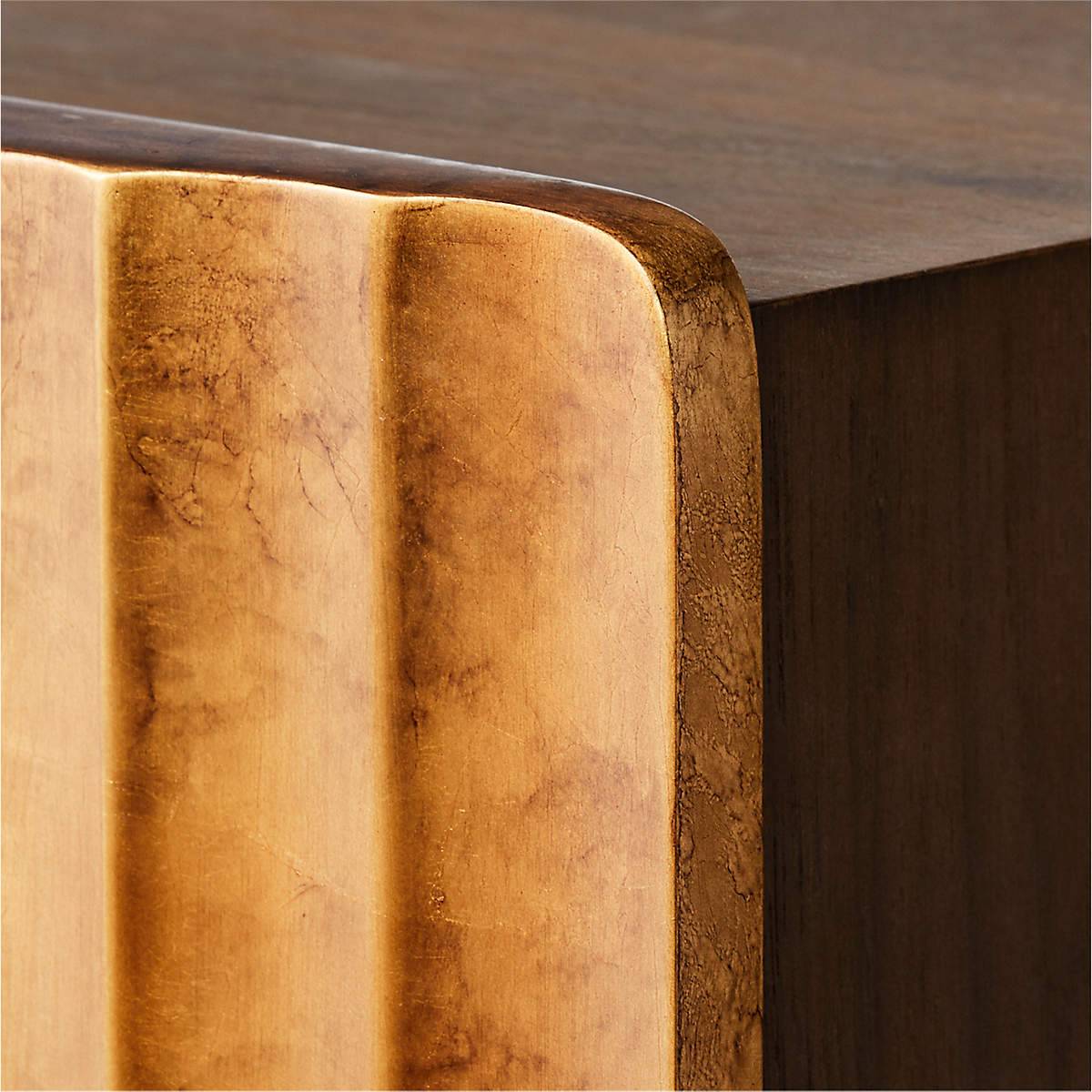 Concave Textured Nightstand with Brass Color Scheme