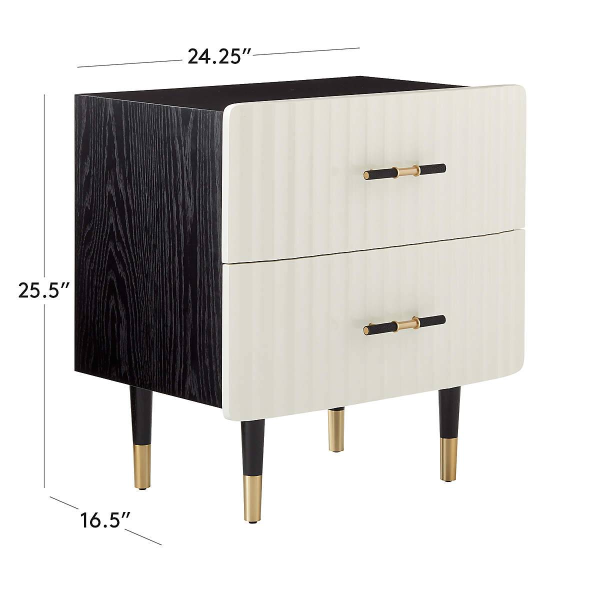 Concave Textured Nightstand with Brass Color Scheme