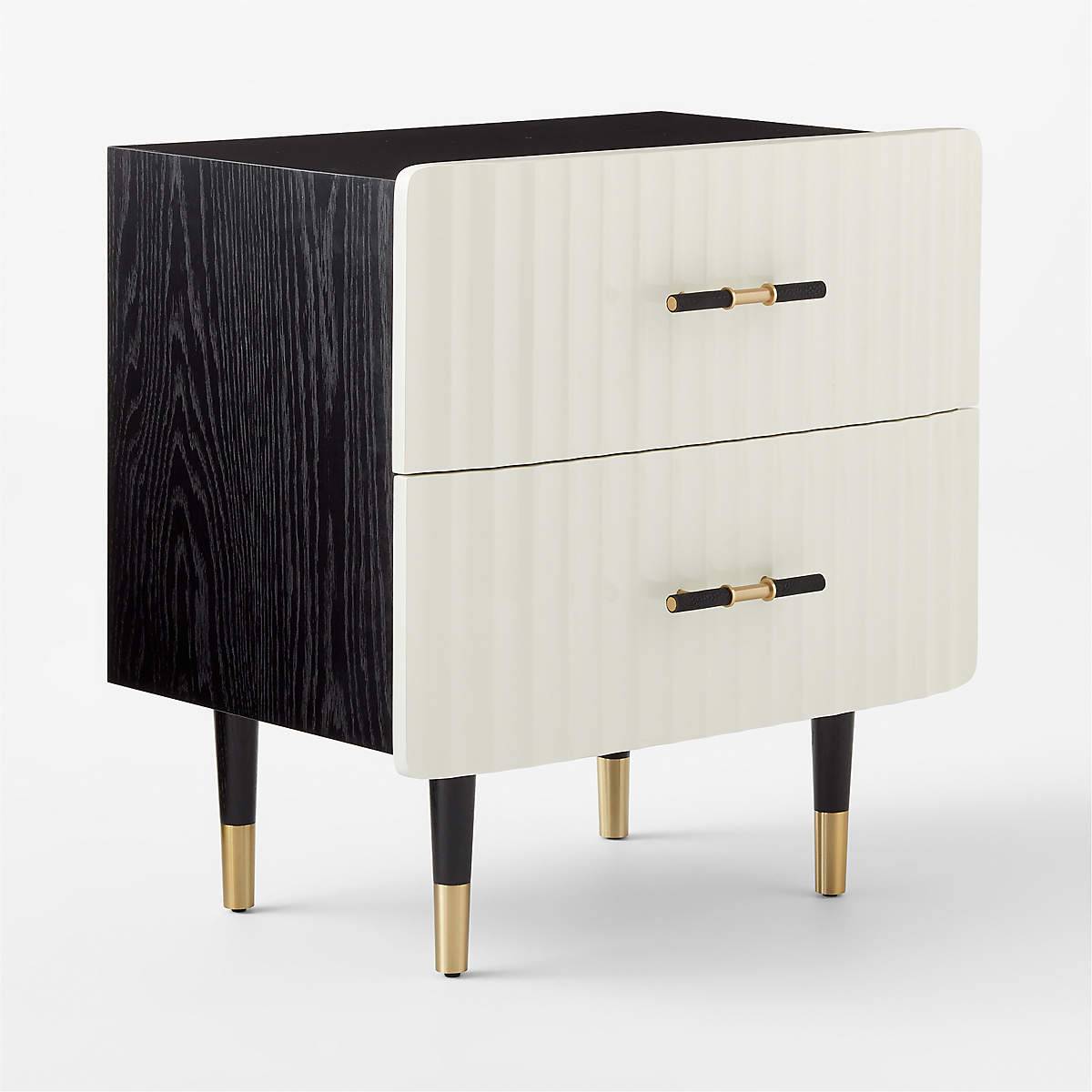 Concave Textured Nightstand with Brass Color Scheme