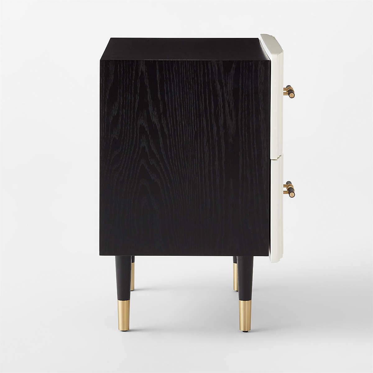 Concave Textured Nightstand with Brass Color Scheme