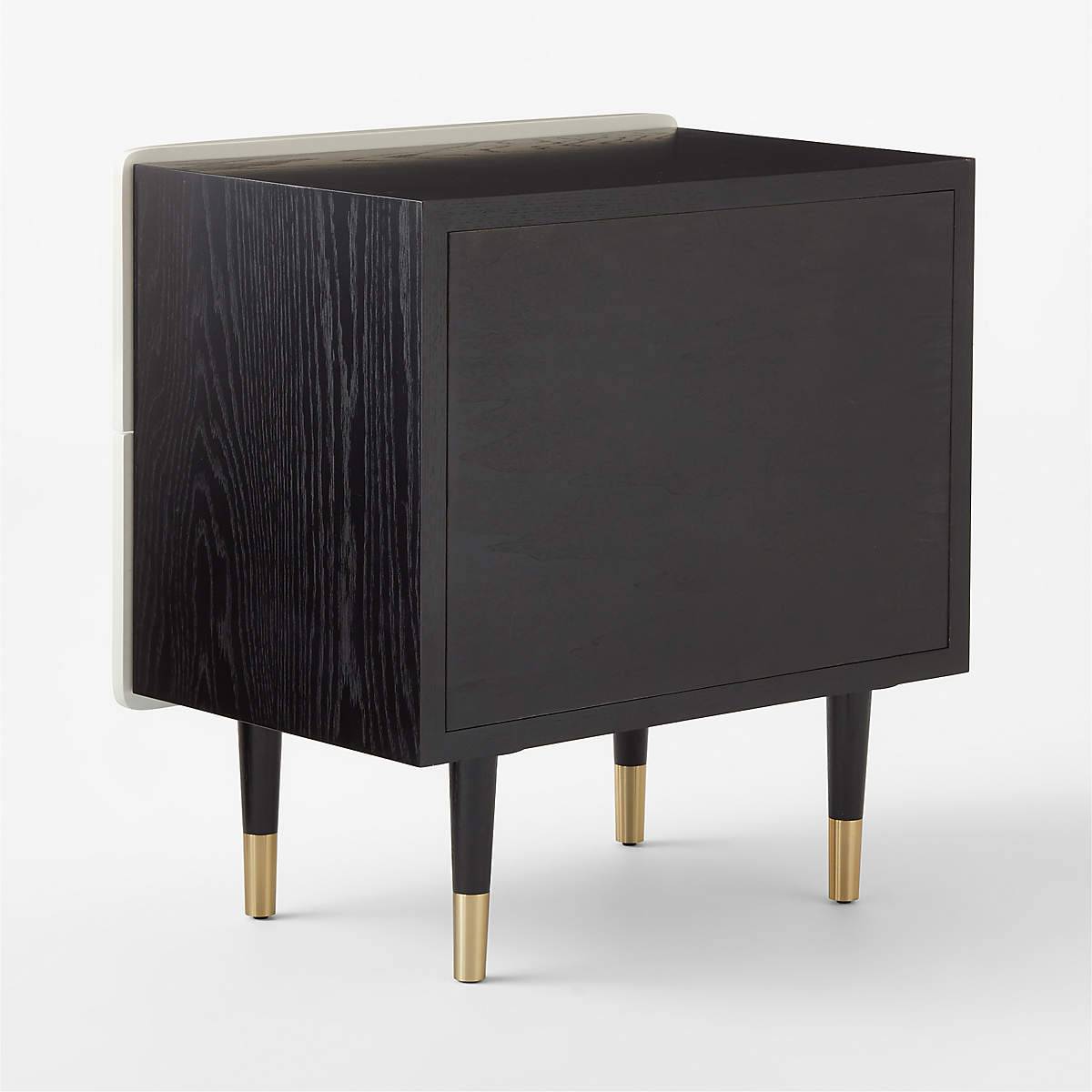 Concave Textured Nightstand with Brass Color Scheme