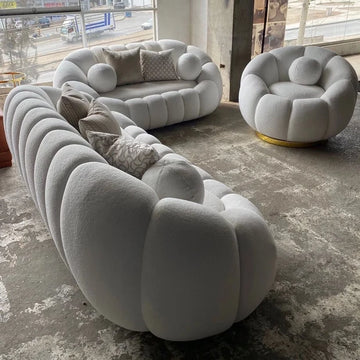 CloudShell Bubble Sofa Set – 3 Piece Velvet Collection