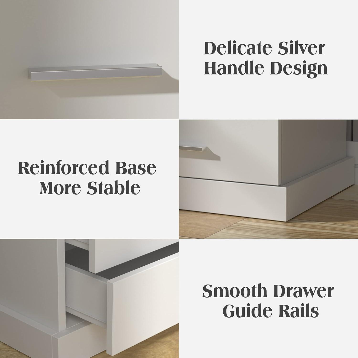 Light End Table with 3 Drawers&Open Storage