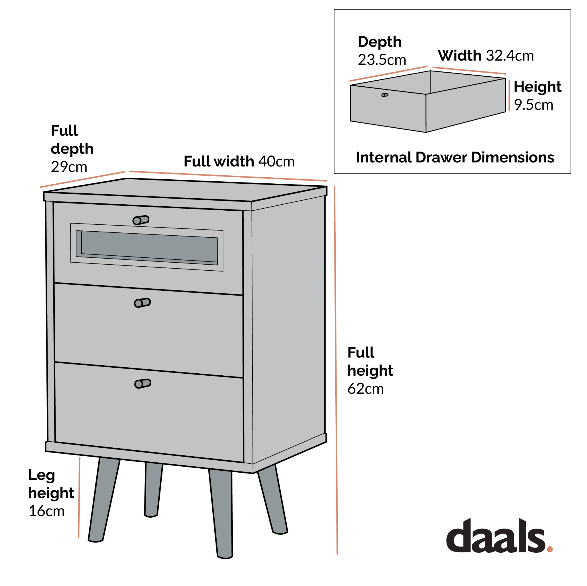 Roma Bedside Table