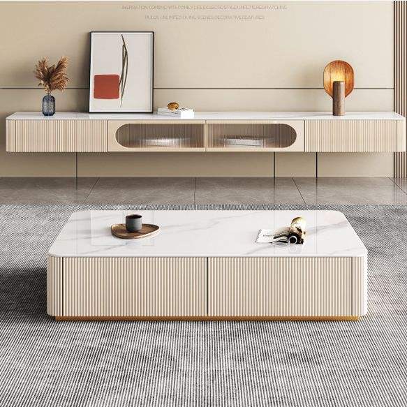 Sintered Stone-Minimal White Coffee Table