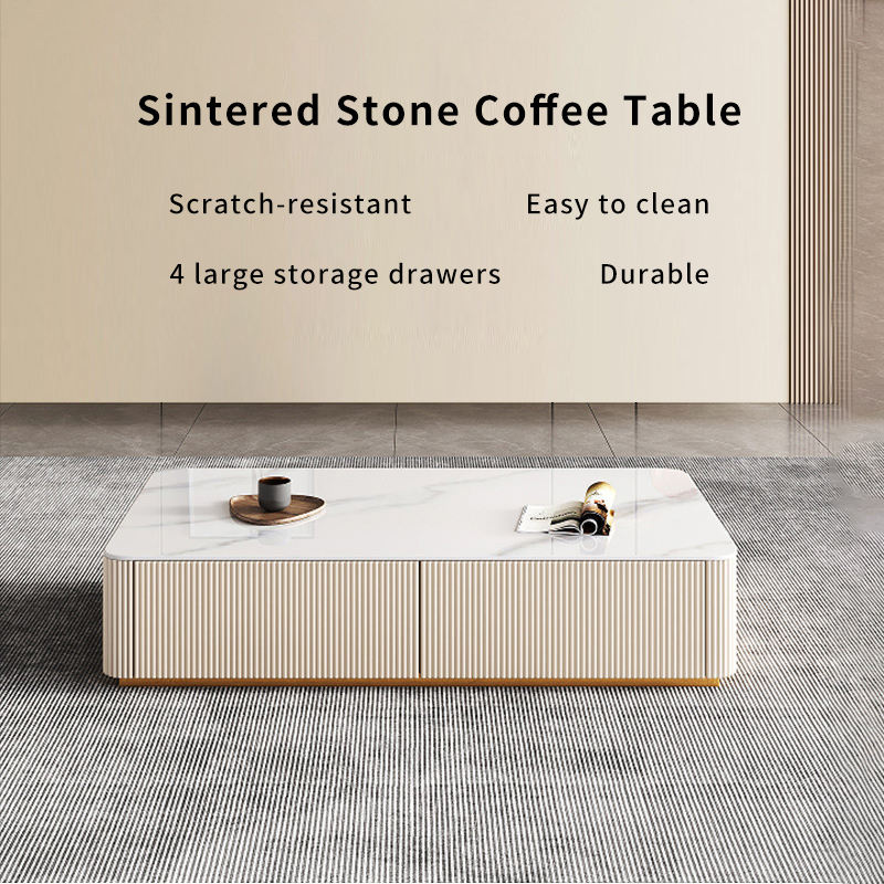 Sintered Stone-Minimal White Coffee Table