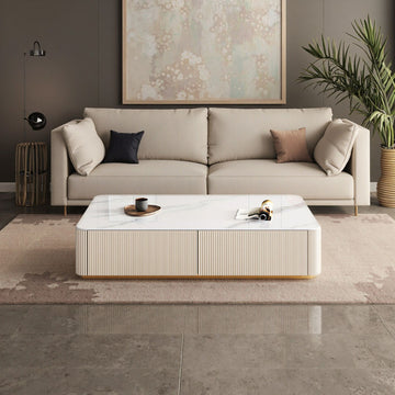 Sintered Stone-Minimal White Coffee Table