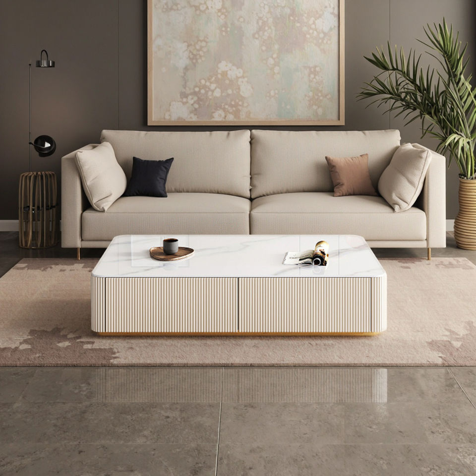 Sintered Stone-Minimal White Coffee Table
