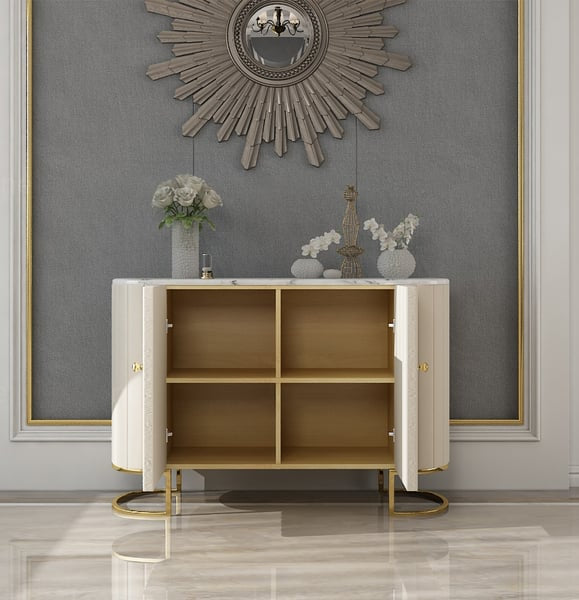 Velvet Crest Console – Luxe Cream Edition