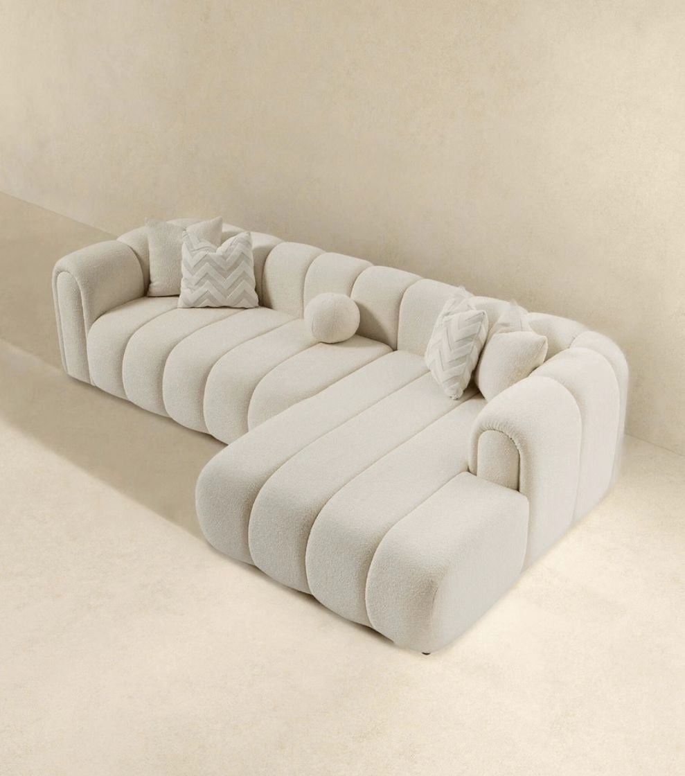 Ivory Tufted Luxe Sofa – 5 Seater
