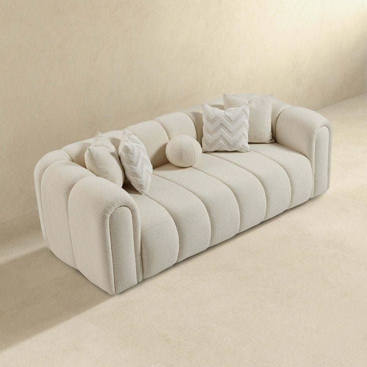 Ivory Tufted Luxe Sofa – 3 Seater