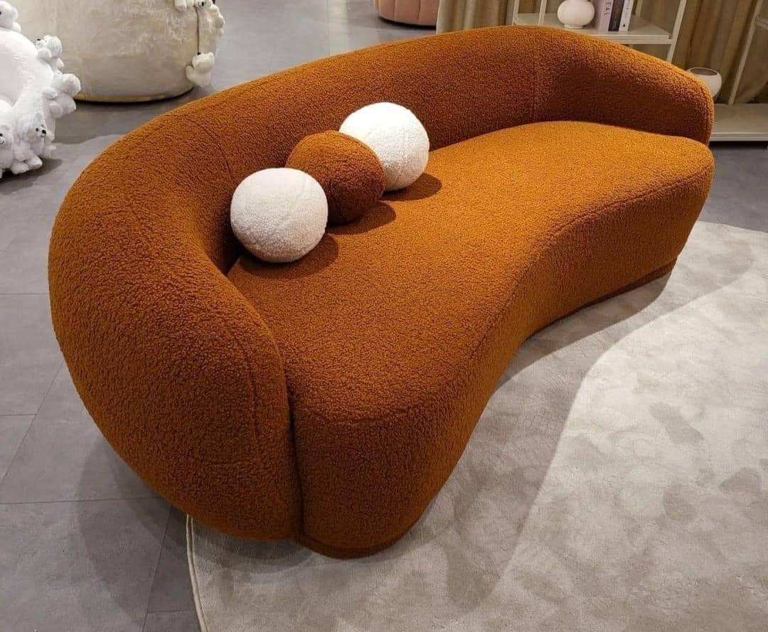 Rust Curve Boucle Sofa – 3 Seater