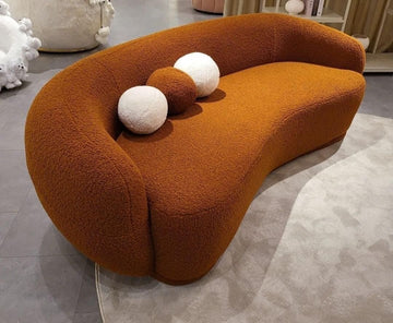 Rust Curve Boucle Sofa – 3 Seater