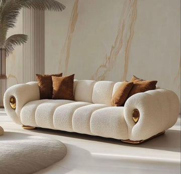 Regal Cloud Sofa – Luxe Gold Edition