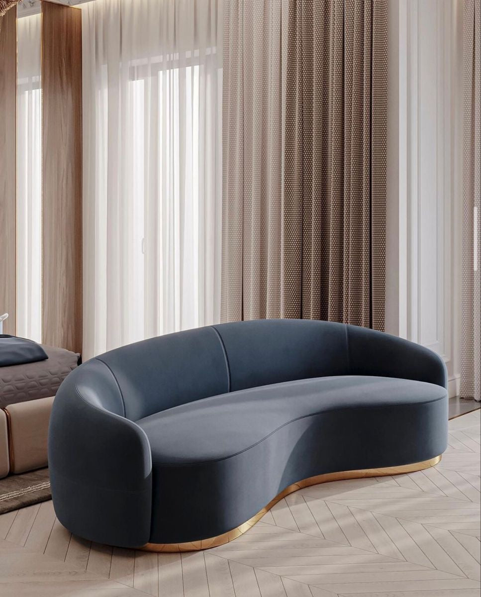 Aurora Curve Sofa – Midnight Blue Edition