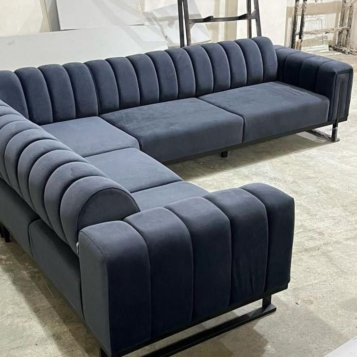 Nova Loft Velvet U-Sectional – Midnight Blue