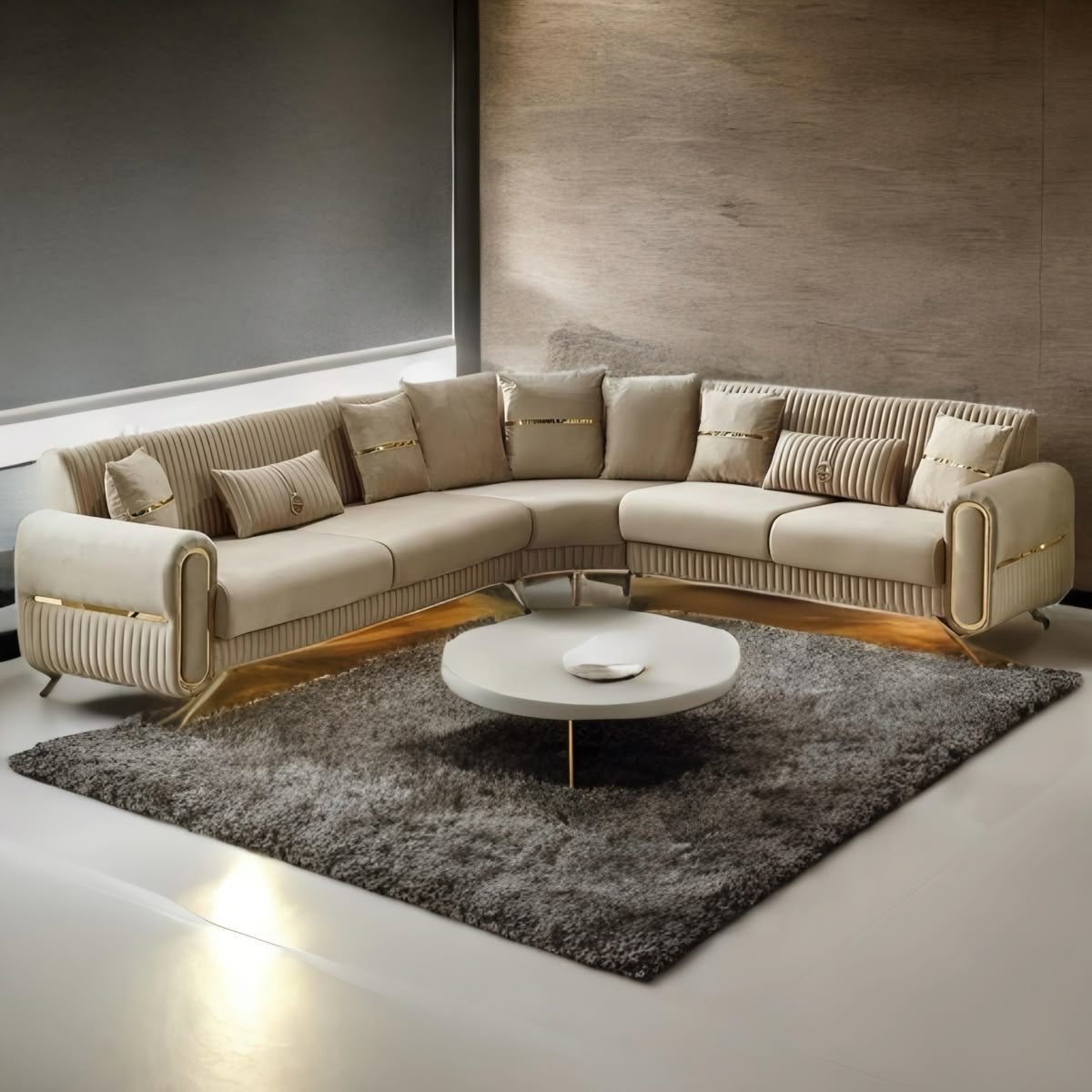 Aurum Luxe Sectional – Champagne Gold Edition