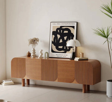 Modern Curved Groove Media Console