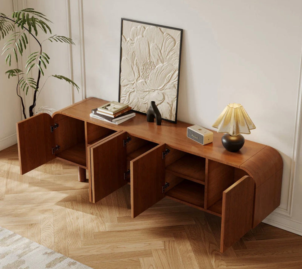 Modern Curved Groove Media Console
