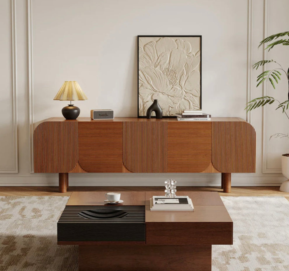Modern Curved Groove Media Console
