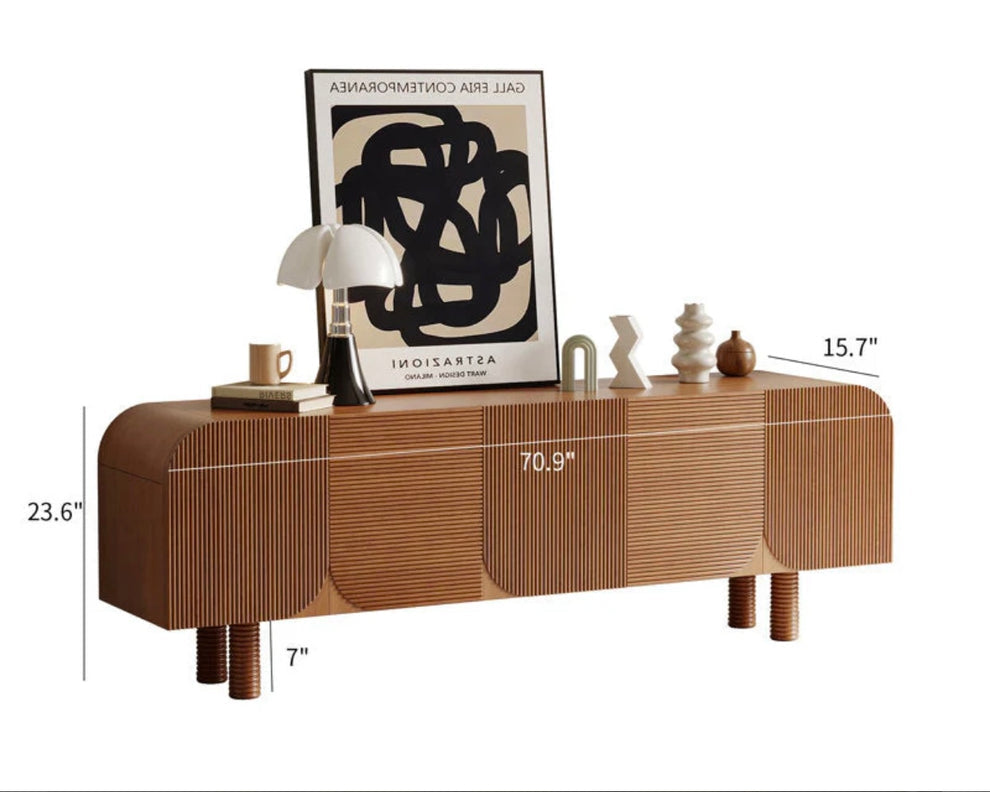 Modern Curved Groove Media Console