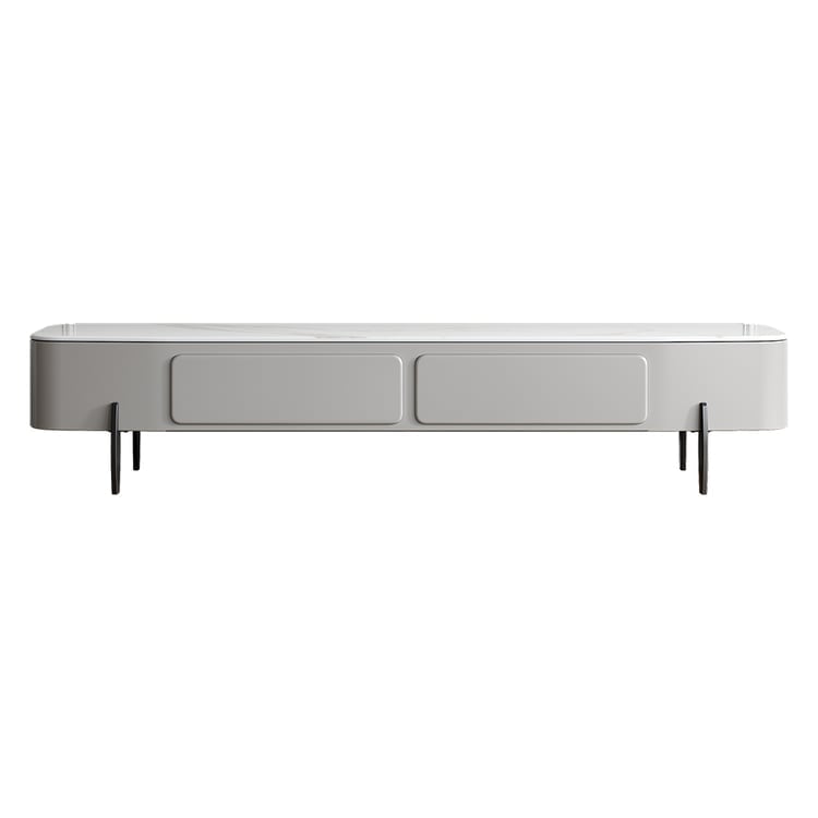 Sleek Marble Top TV Console – Grey & White Minimalist