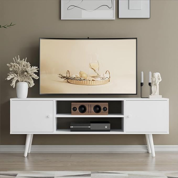 Modern White Media Console – Slim & Functional Design