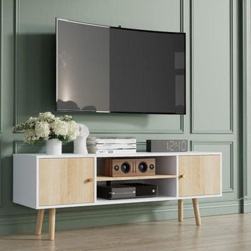 Modern White Media Console – Slim & Functional Design